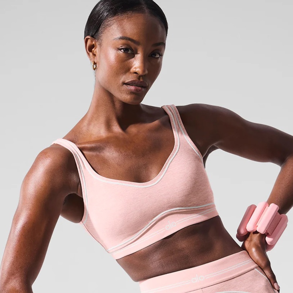 ALO Yoga Alosoft Heart Throb Bra pink quart xxs - Picture 2 of 4